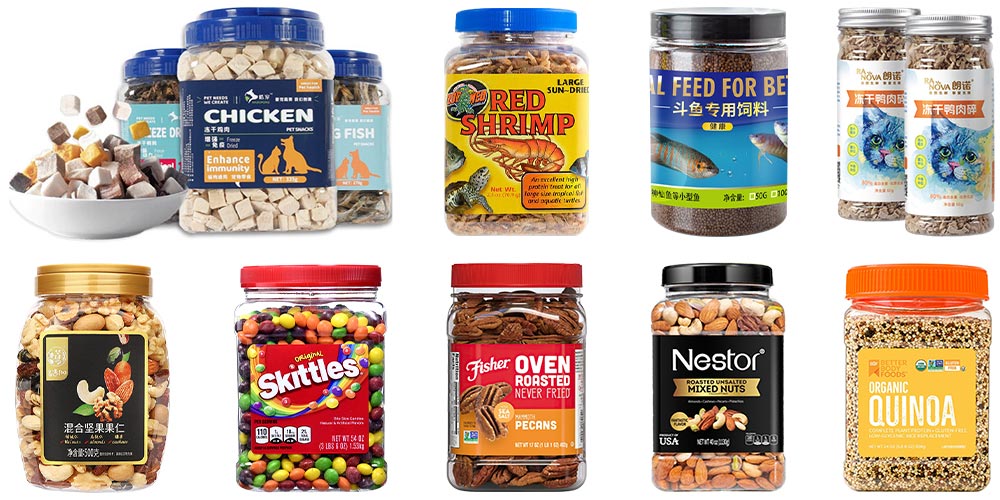 Automatic Pet Food Bottles Weighing Filling Capping And Labeling Line