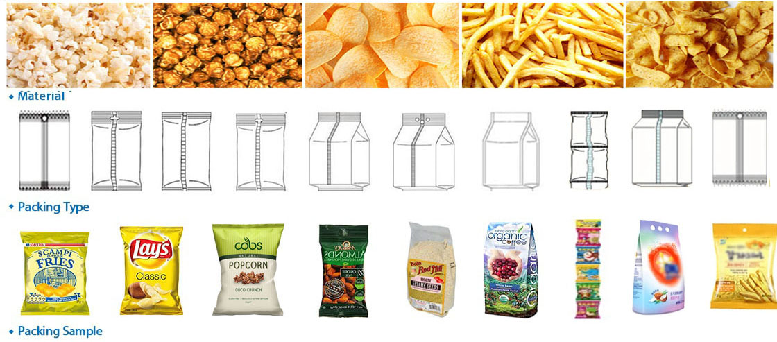 Automatic Potato Chips Popcorn Snacks Vertical Packing System