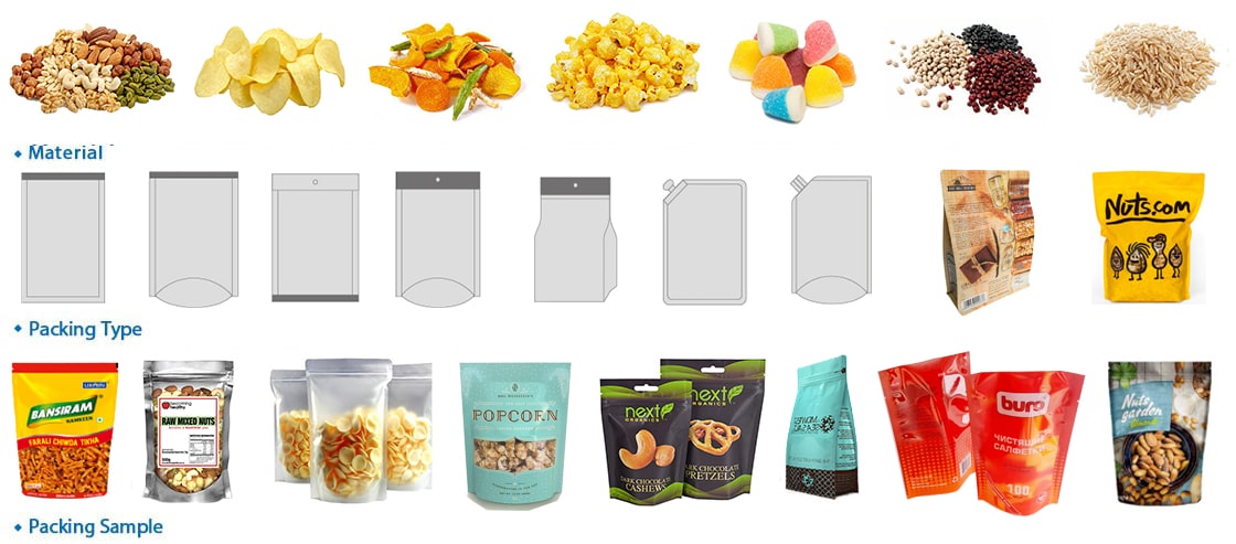 Chips Popcorn Snacks Rotary Packing Machine For Premade Pouch