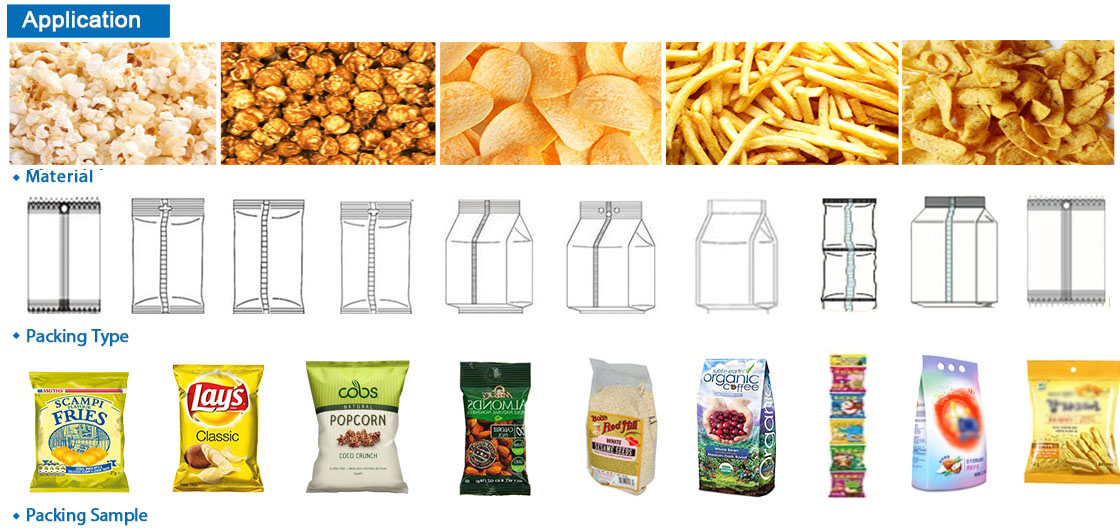 High Precision Multihead Weigher Chips Popcorn Snacks Packing Machine